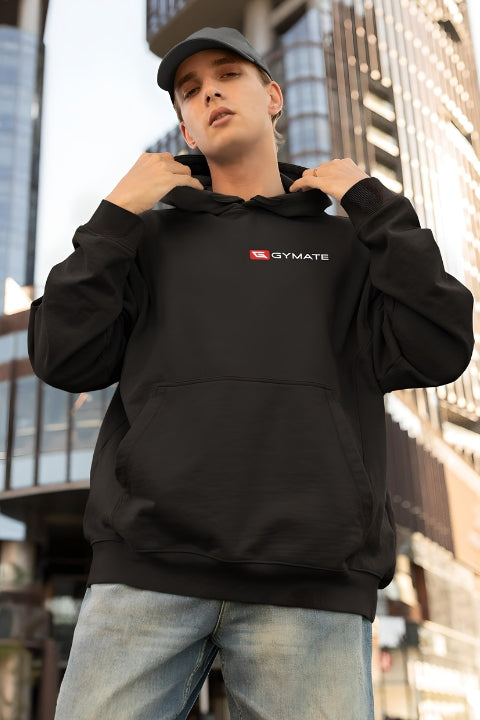Mens Athletic Essentials Sports Hoodie Black [Chest red/white logo]