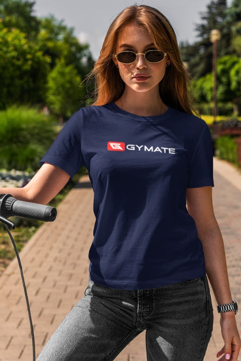 Womens Athletic Essentials Navy Sports tops | red/white logo