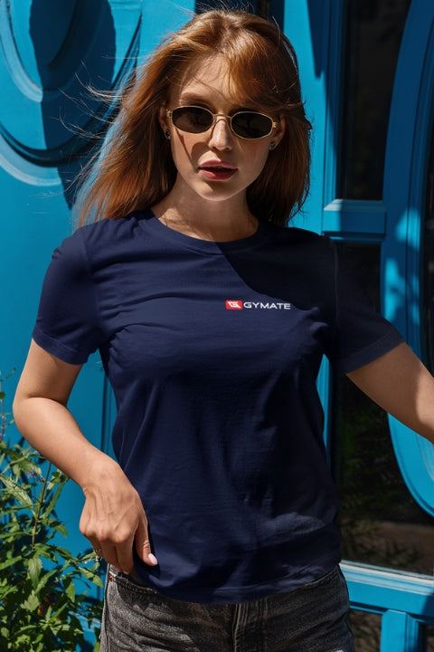 Womens Athletic Essentials Sports T-shirt Navy | Chest red/white