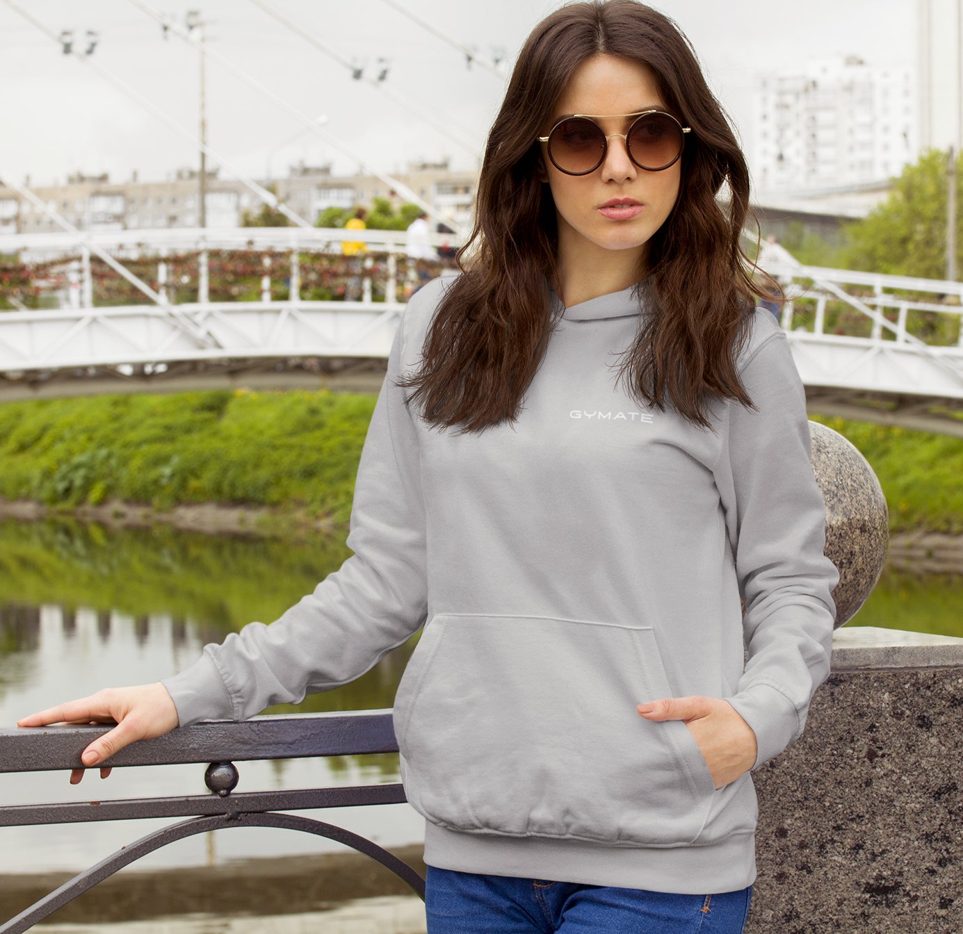 womens designer hoodies Original Gymate [chest] light grey