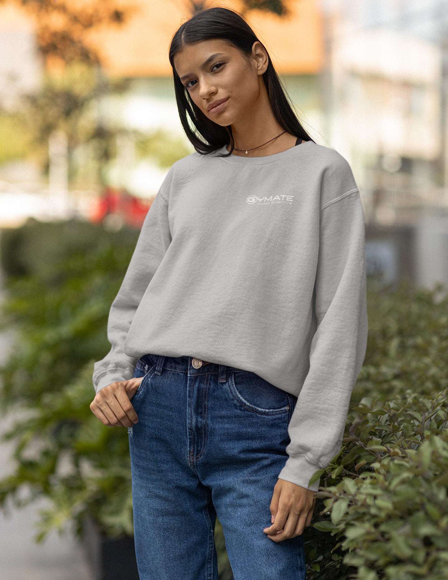 Womens Sweatshirts Gymate Branded Athleisure Everyday Wear light grey