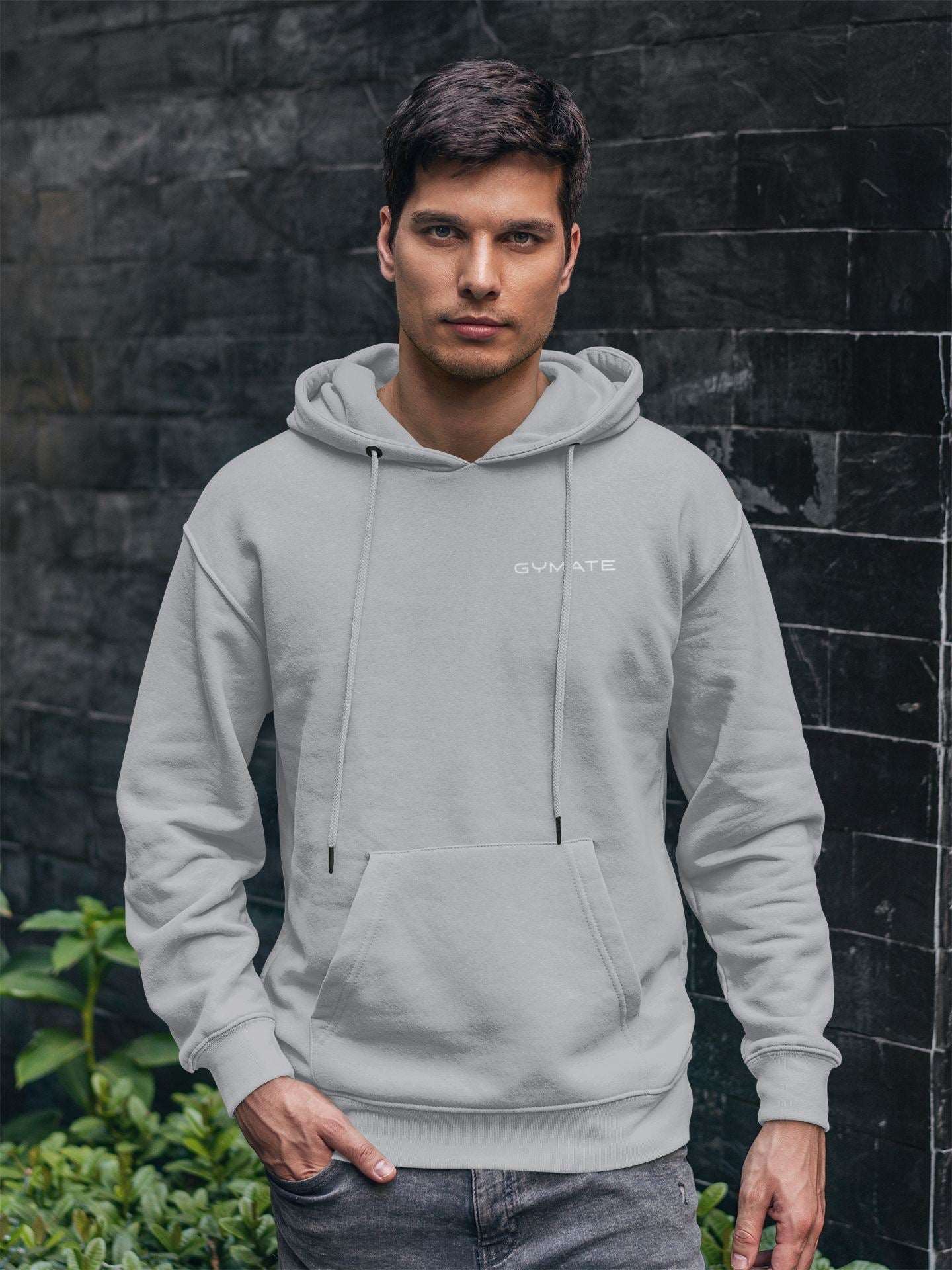 Mens Hoodies Designer Gymate Original small logo [chest] | Athleisure grey