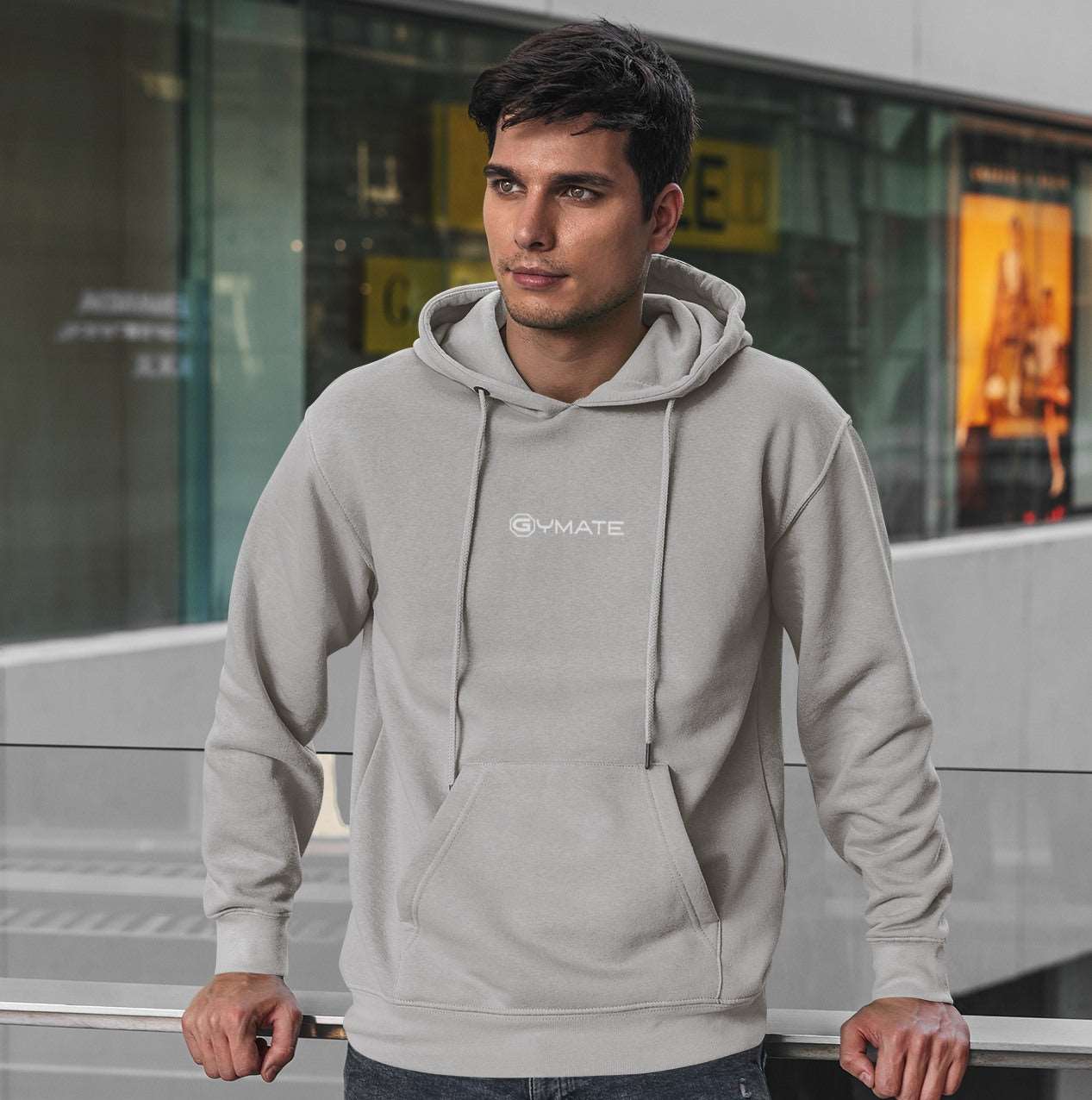 Mens Hoodies Designer Gymate small logo [ctr] Athleisure grey