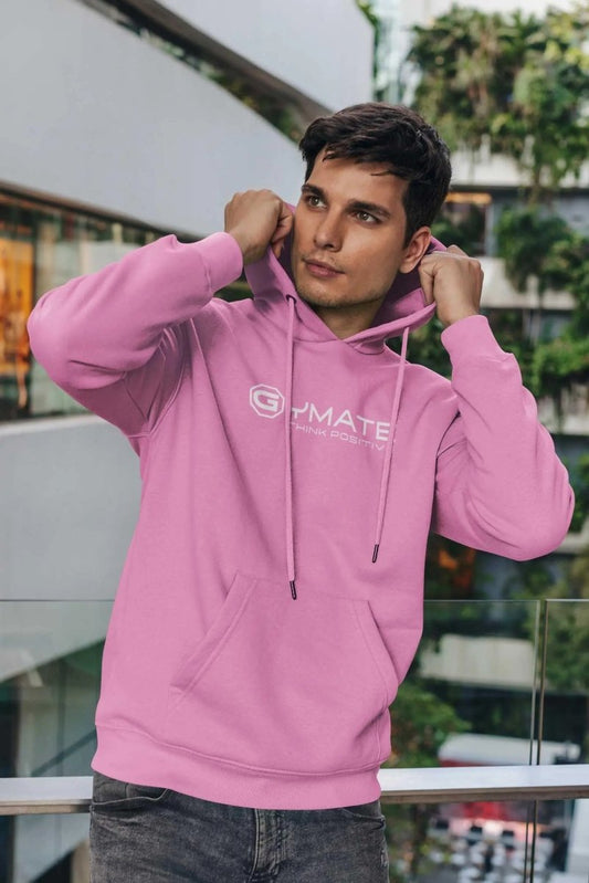 Stylish Mens pink Hoodies Designer Athleisure Activewear large logo pink