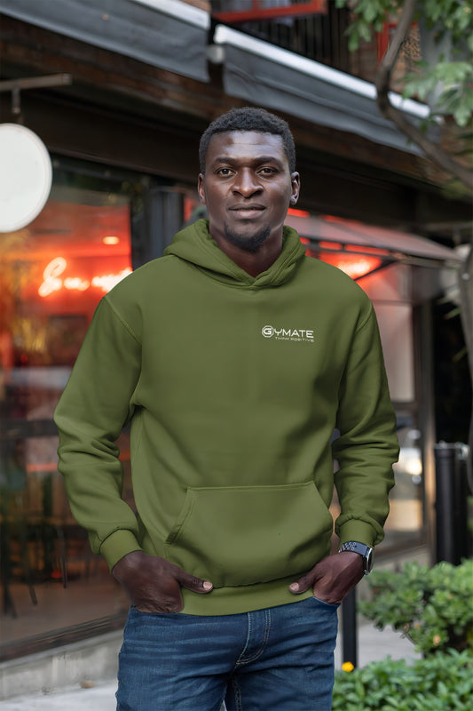 Stylish Mens Hoodies chest 'Think Positive' [colours] army green