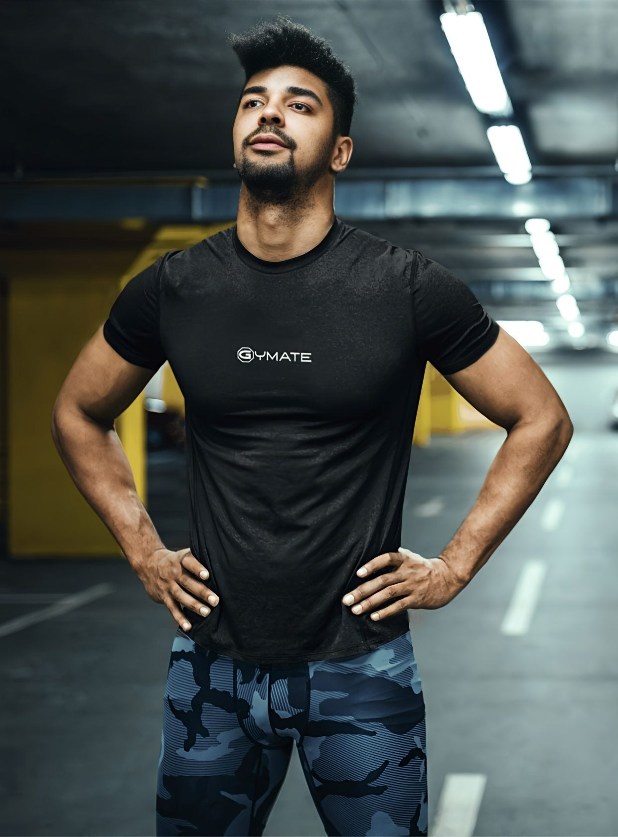 Recycled gym tops T-shirt Performance Activewear Gymate [ctr] black