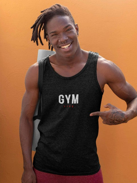 Mens Vest Tops Activewear Essential | Softstyle Mens Tank Top Gym Life black