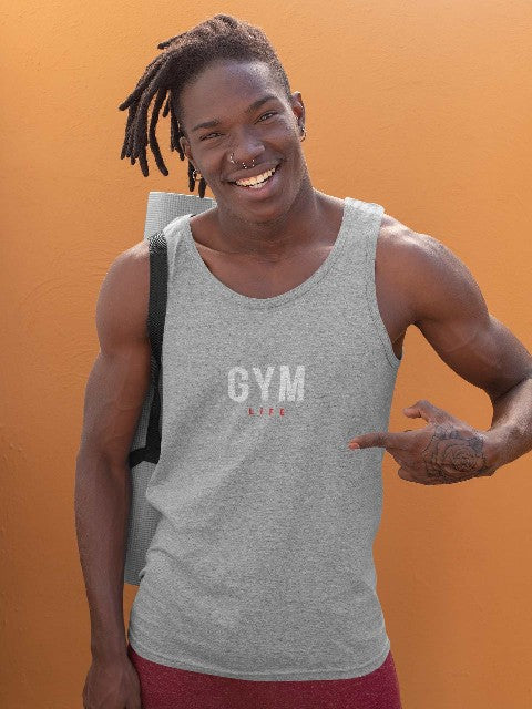 Mens Vest Tops  'Gym Life' Design light grey