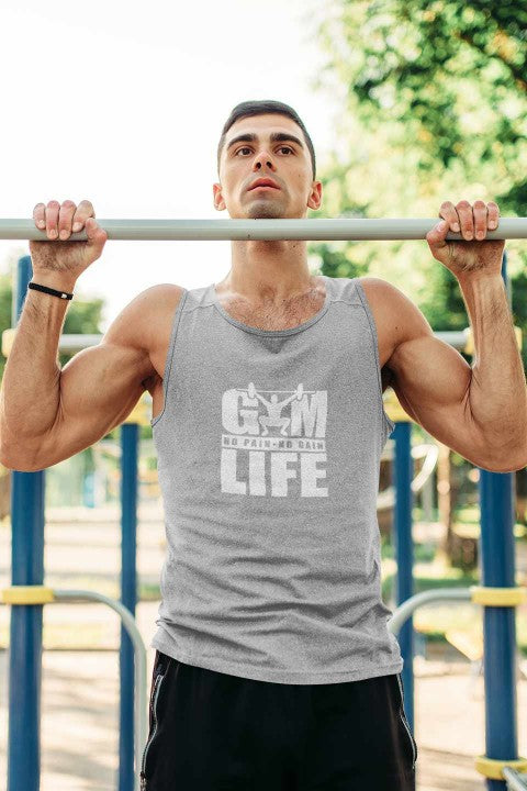 Vest Tops For Men 'Gym Life' sports grey
