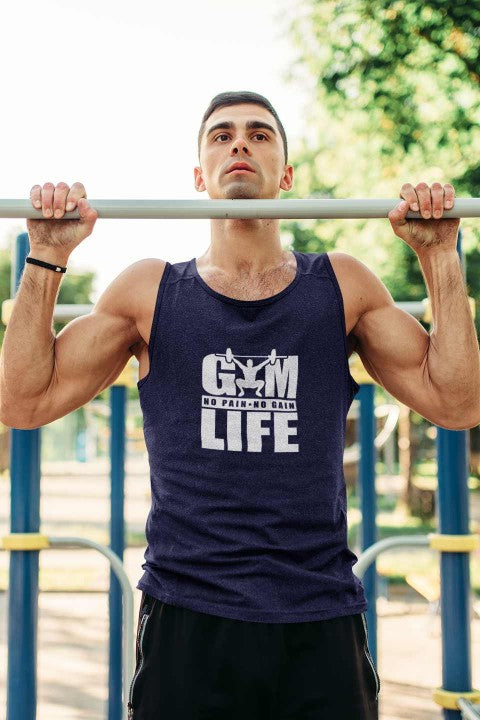 Vest Tops For Men 'Gym Life' navy