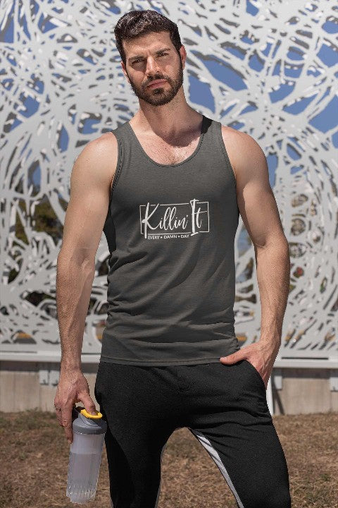 Mens Vest Tops  'Killin It' Design grey