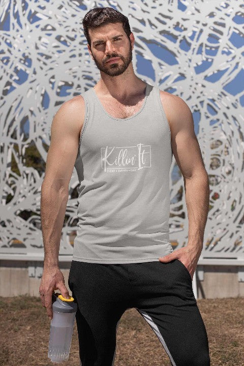 Mens Vest Tops  'Killin It' Design sports grey