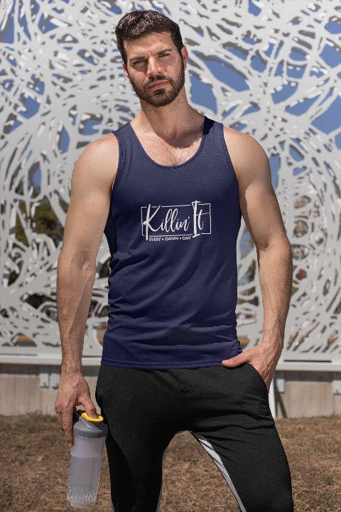 Mens Vest Tops  'Killin It' Design navy