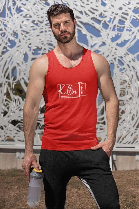 Mens Vest Tops  'Killin It' Design red