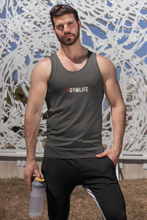 Mens Vest Tops Activewear Essential | Softstyle Mens Tank Top #GYMLIFE dark grey