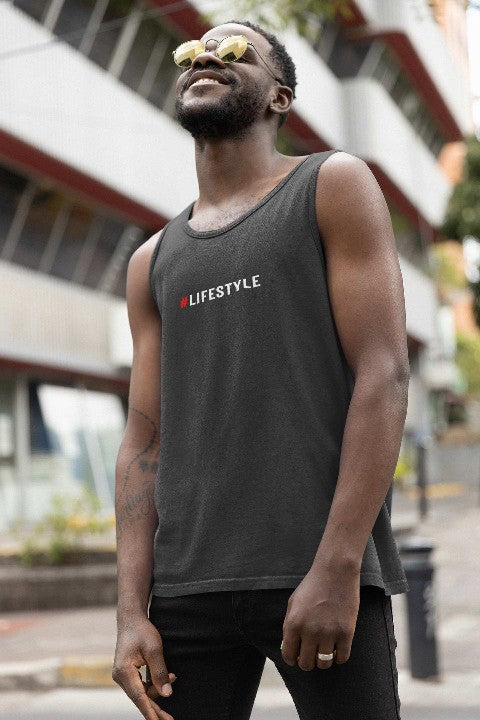 Mens Vest Tops Activewear Essential Softstyle Mens Tank Top #Lifestyle grey