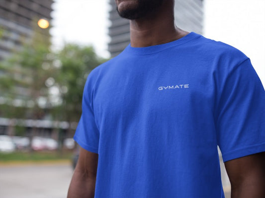 Mens t shirts Gymate original logo [chest] Blue