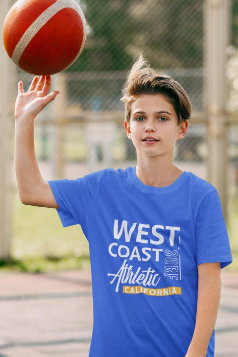 Slogan T Shirts Youth/Kids West Coast Athletic blue