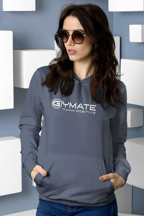 Womens Hoodies Designer Centre 'Think Positive' [colours] | Casual Top airforce blue