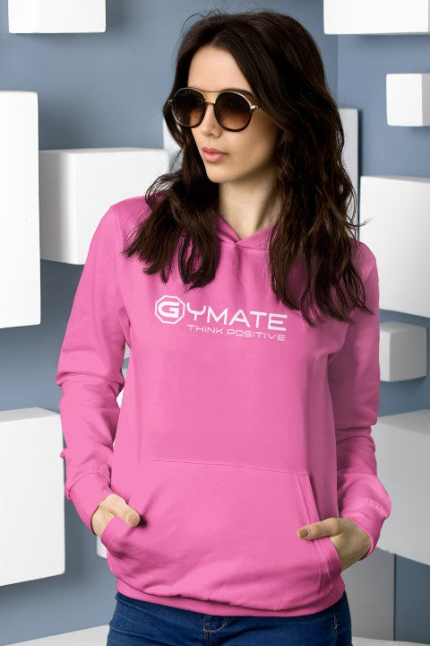 Womens Hoodies Designer Centre 'Think Positive' [colours] | Casual Top pink