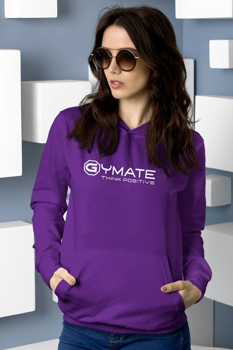 Womens Hoodies Designer Centre 'Think Positive' [colours] | Casual Top purple