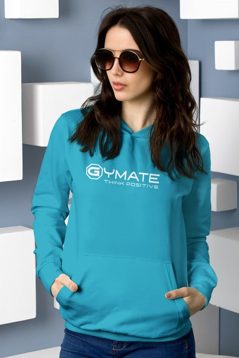 Womens Hoodies Designer Centre 'Think Positive' [colours] | Casual Top sapphire blue