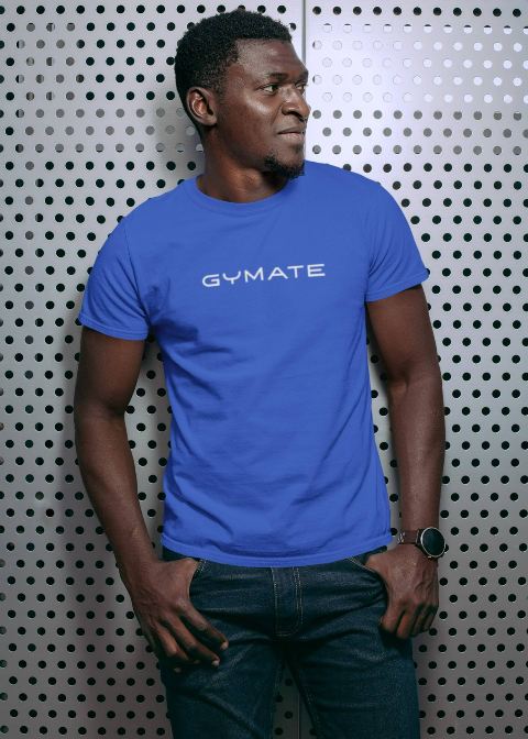 Mens designer T shirts Original Gymate branded royal blue