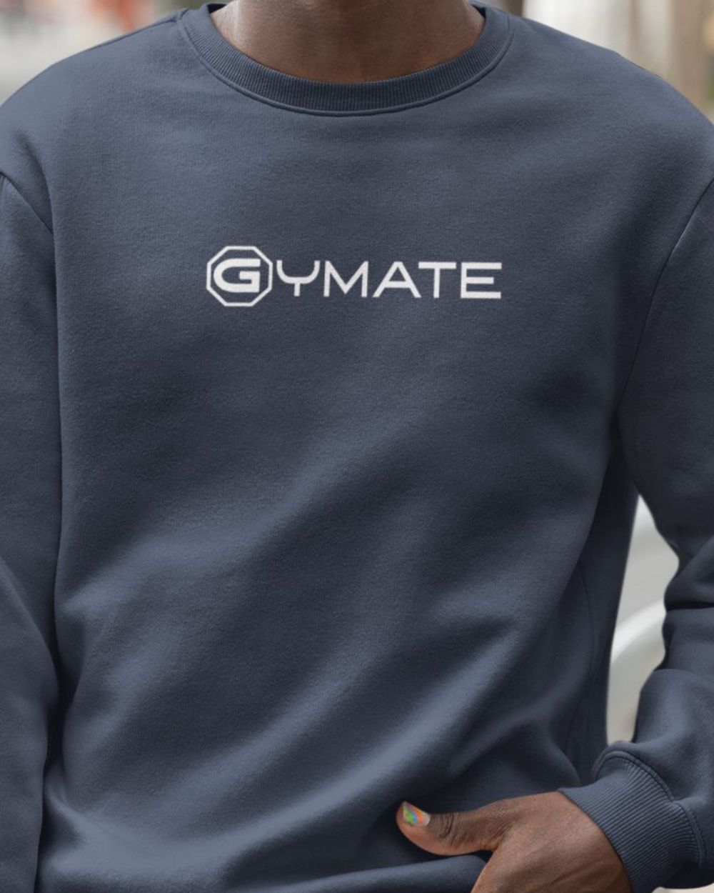 airofrce blue Mens Sweatshirt Gymate Logo close up logo