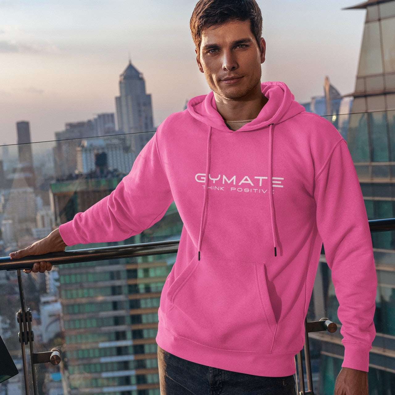 Mens Hoodies Designer Gymate Original Think Positive [ctr/lge] pink