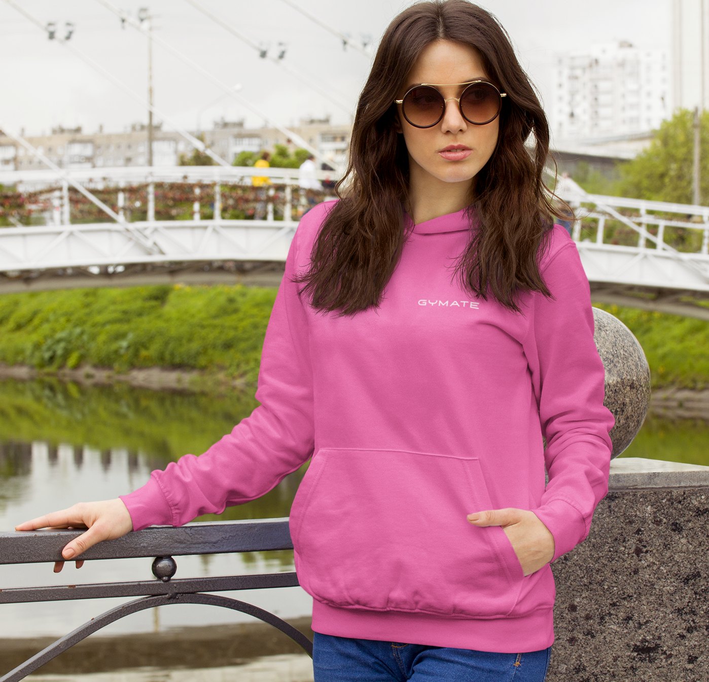 womens designer hoodies Original Gymate [chest] pink