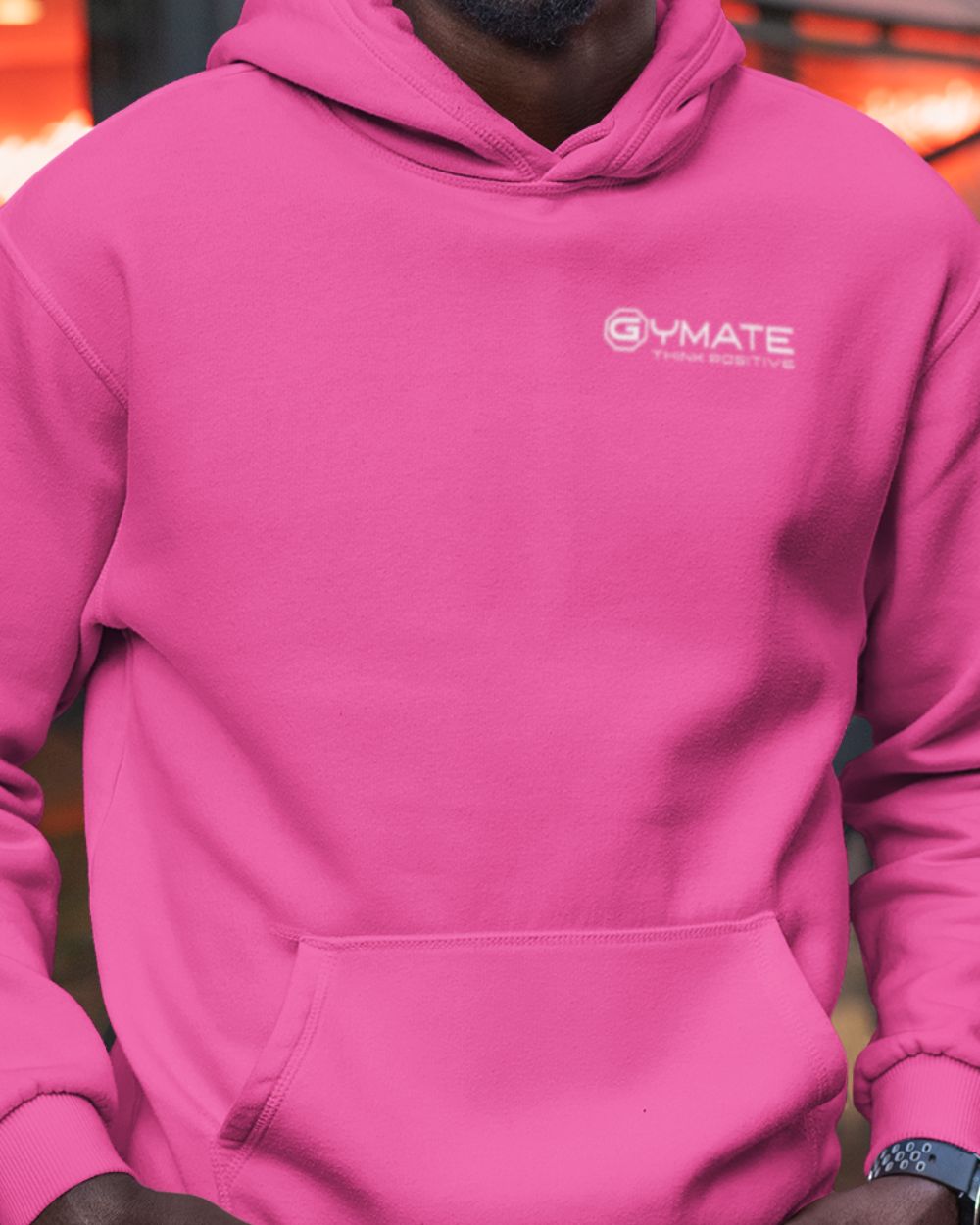Stylish Mens Pink Hoodies close up front
