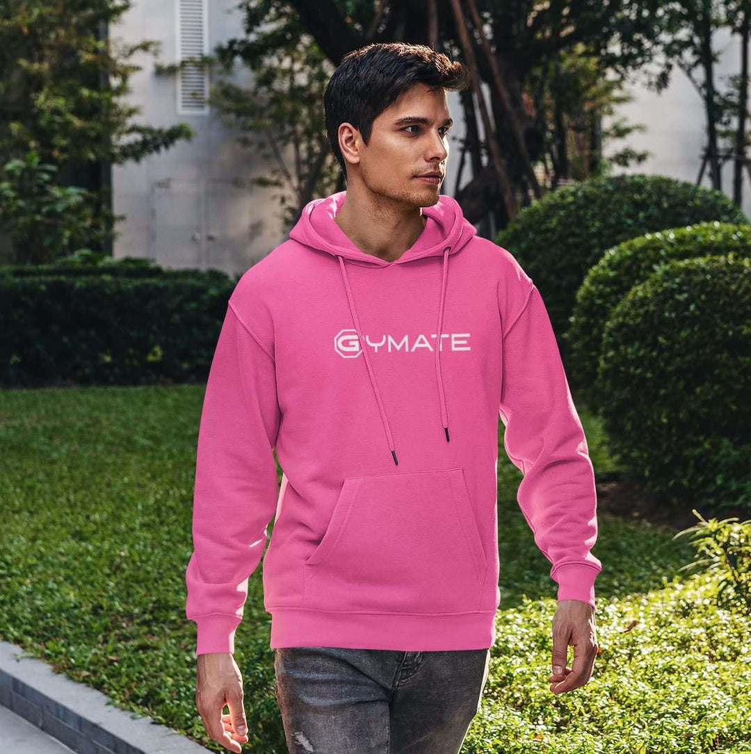 Mens Pink Hoodies Designer Gymate large logo [ctr] mens casual style