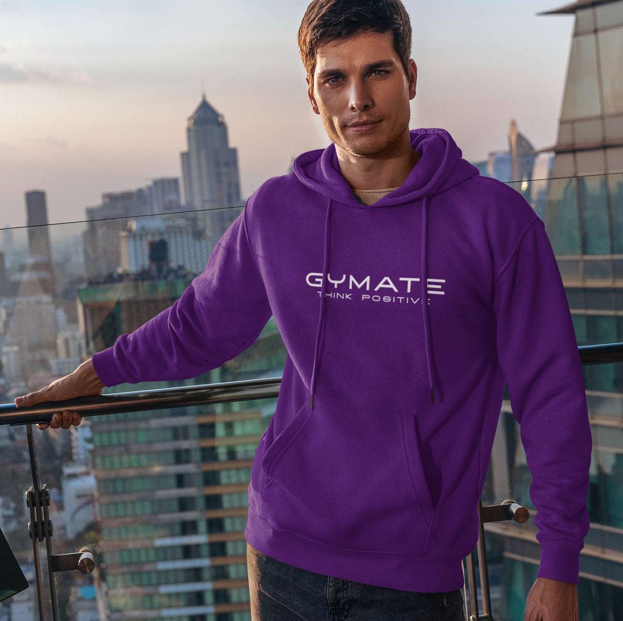 Mens Hoodies Designer Gymate Original Think Positive [ctr/lge] purple