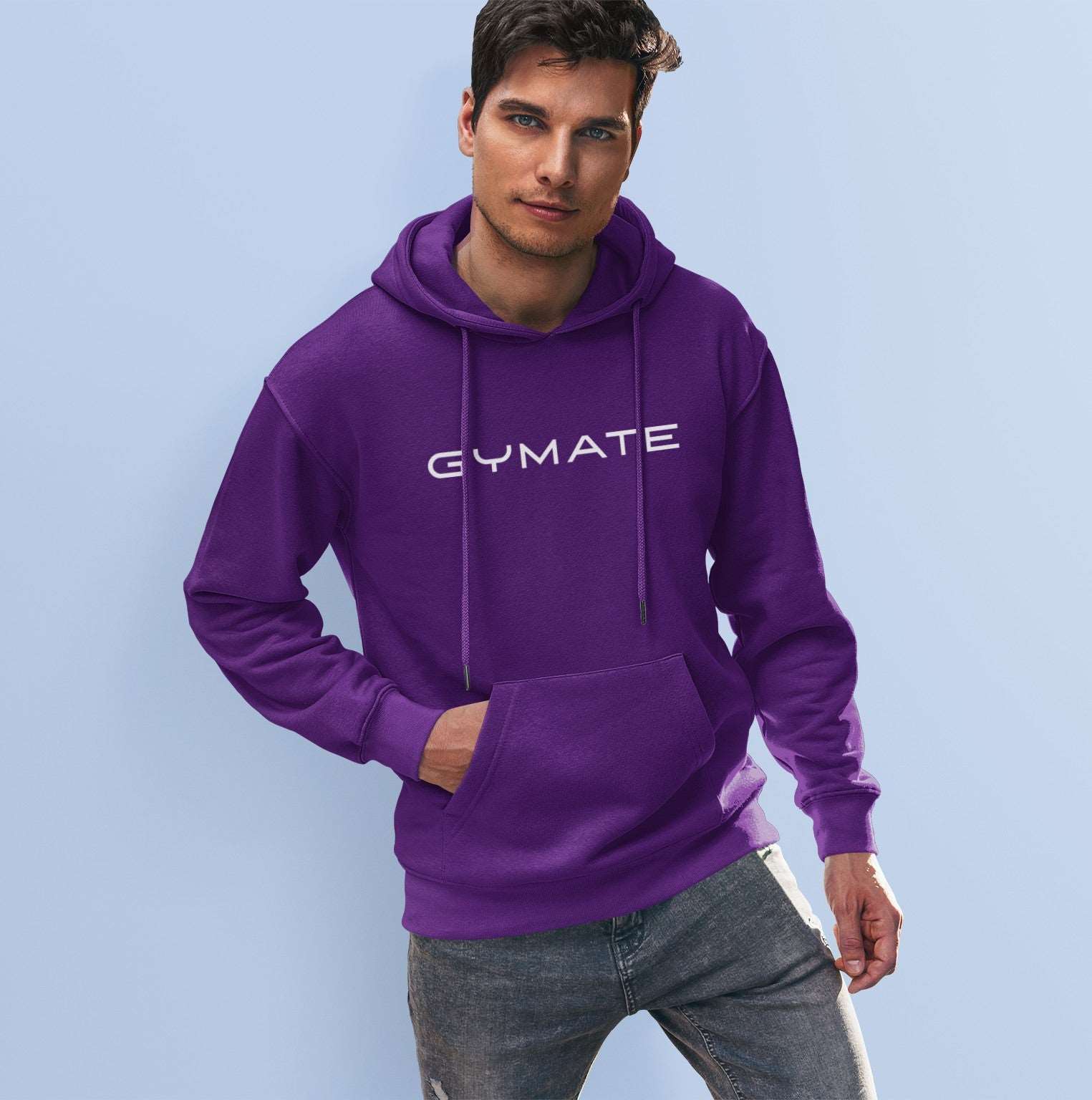 Mens Hoodie Designer Gymate Original logo [large] | Athleisure purple