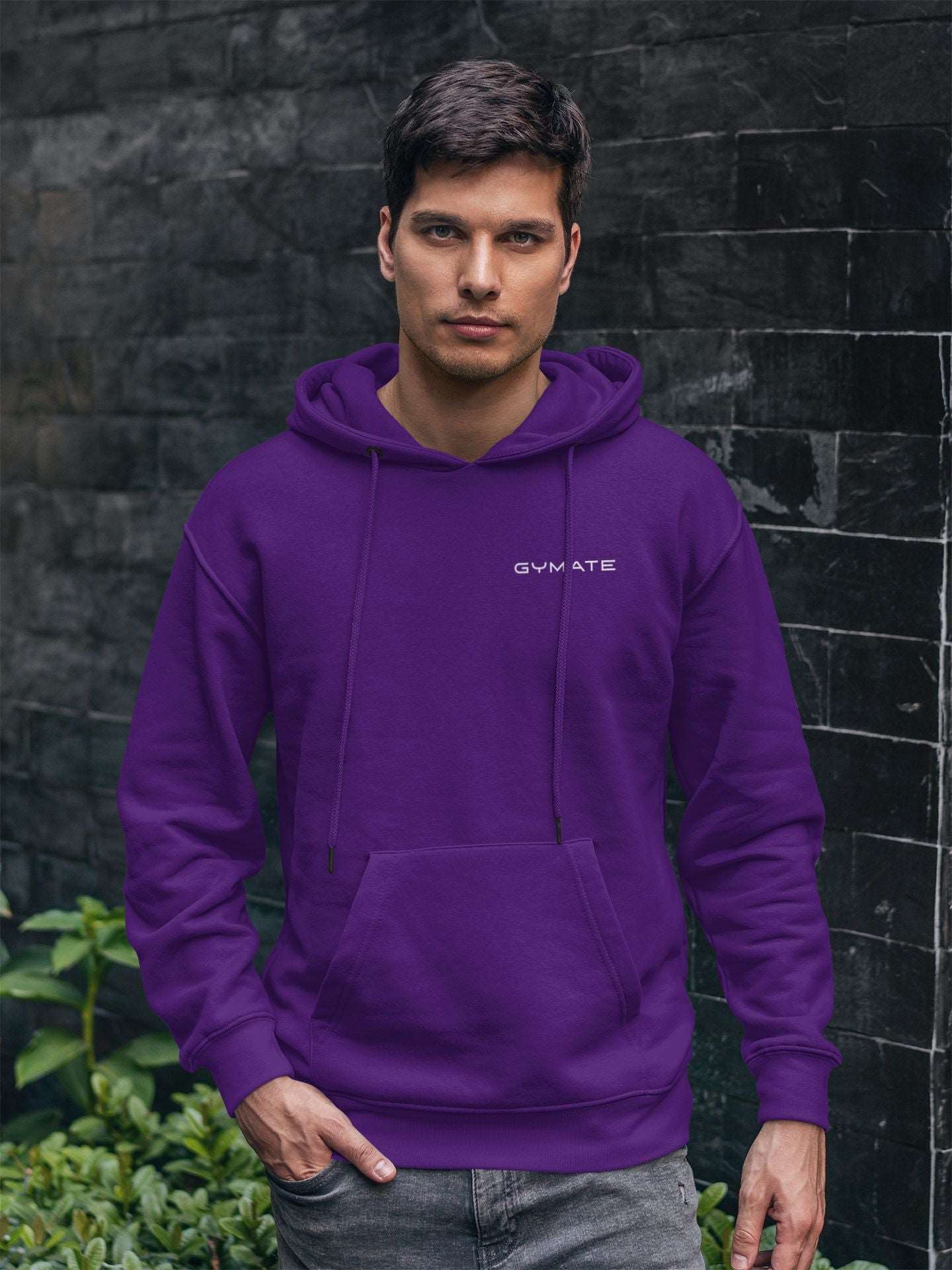 Mens Hoodies Designer Gymate Original small logo [chest] | Athleisure purple