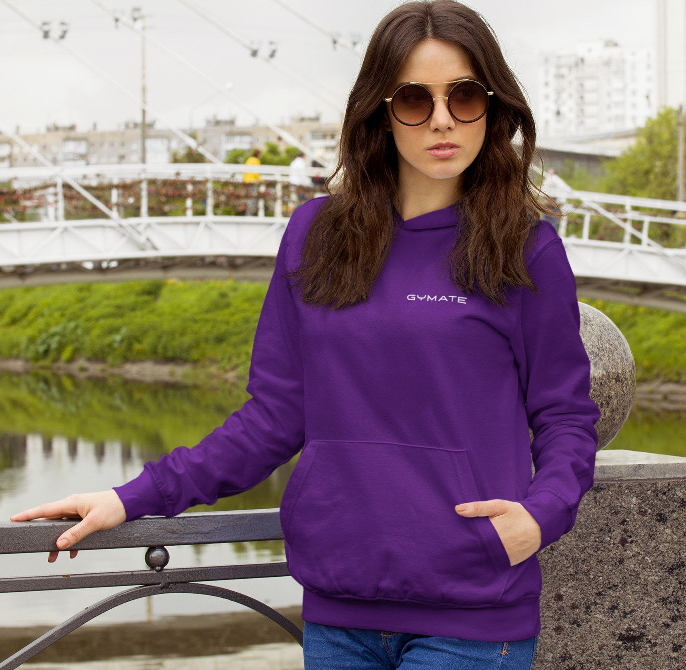 womens designer hoodies Original Gymate [chest] purple