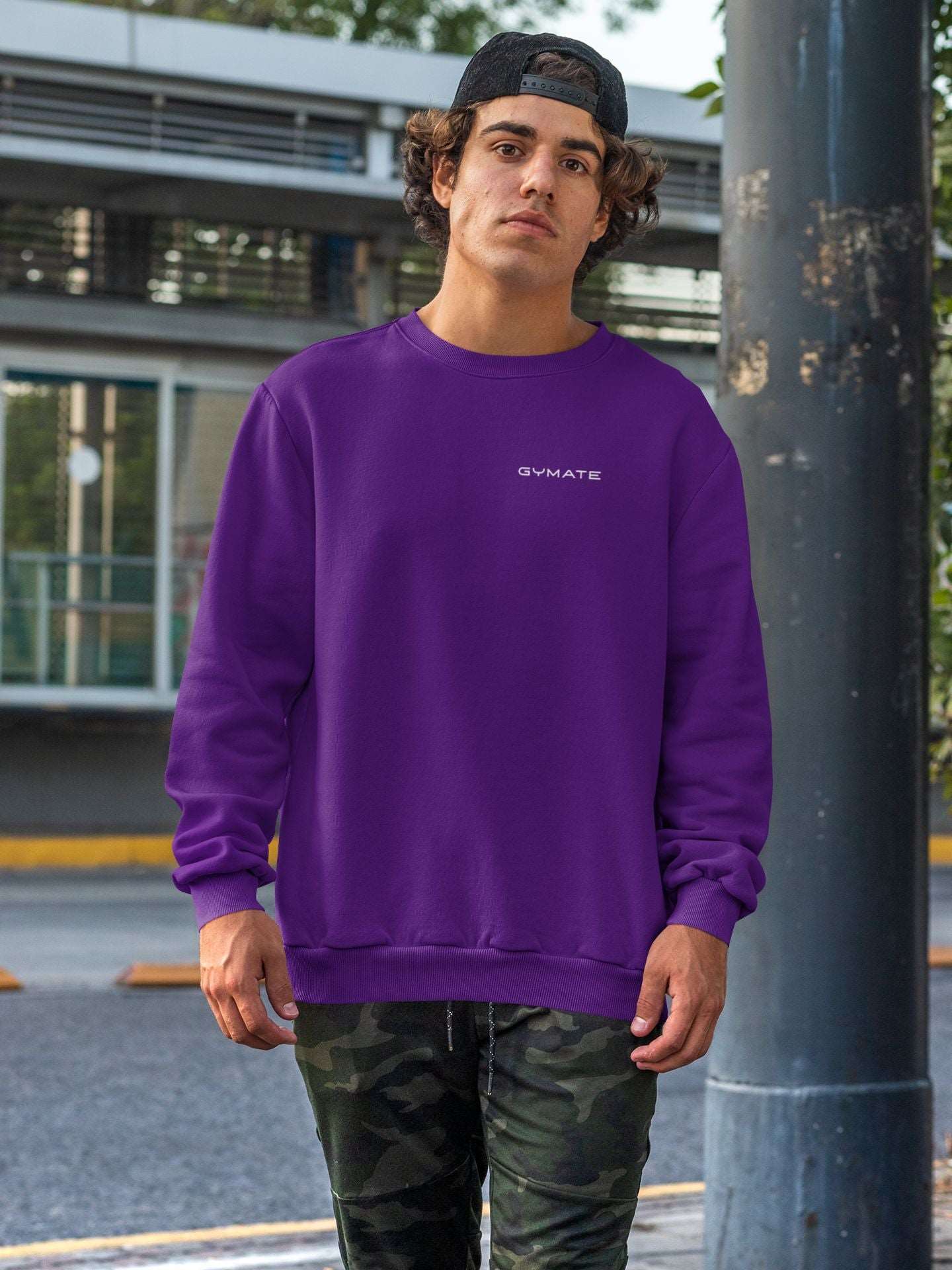 Mens Sweatshirt Original Gymate Logo [chest] purple