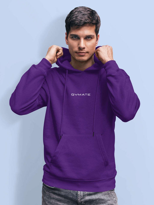 Mens Purple Hoodies Designer Gymate Original small logo [ctr] | Athleisure purple