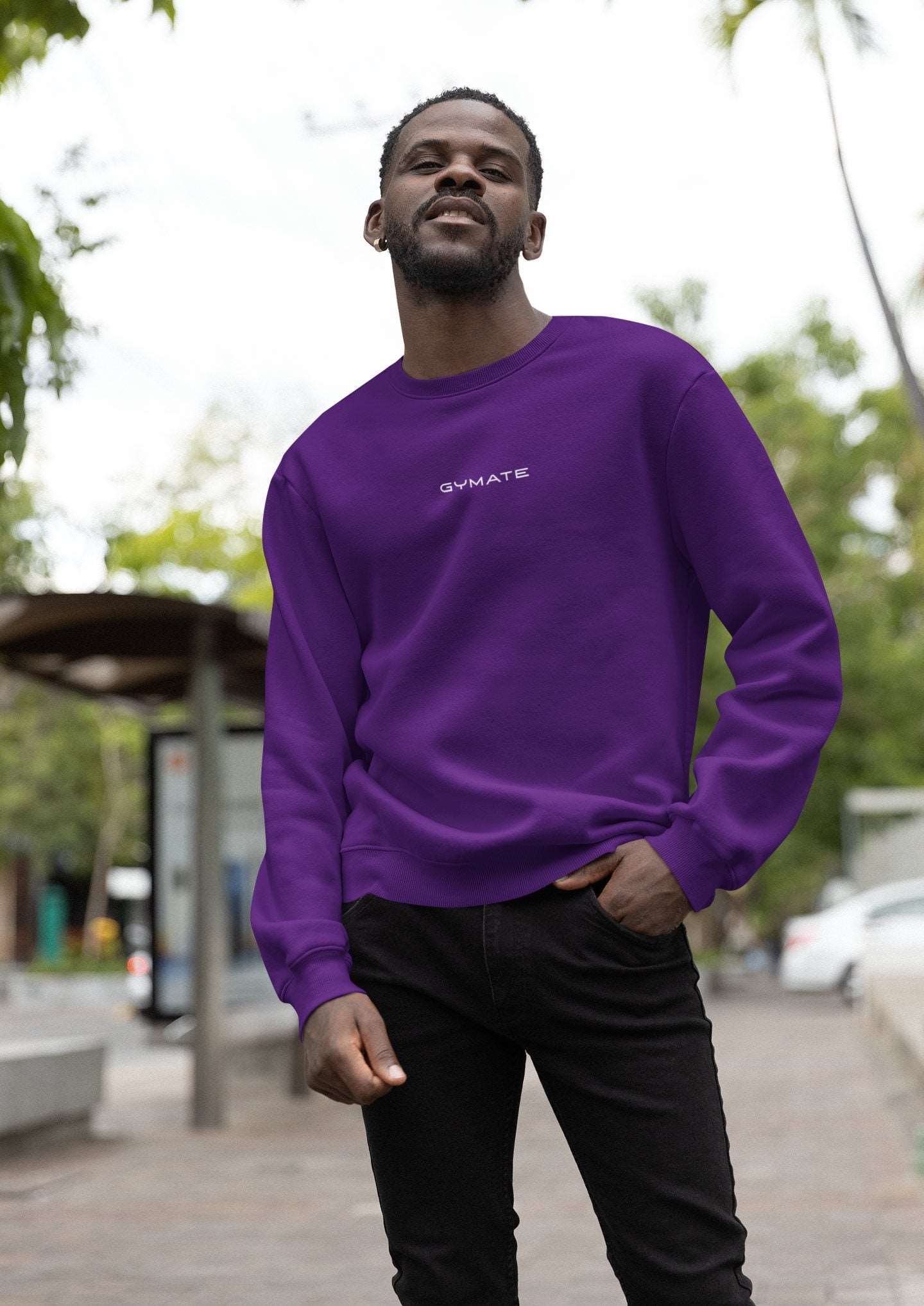 Mens Sweatshirt Original Gymate Logo [small/ctr] purple