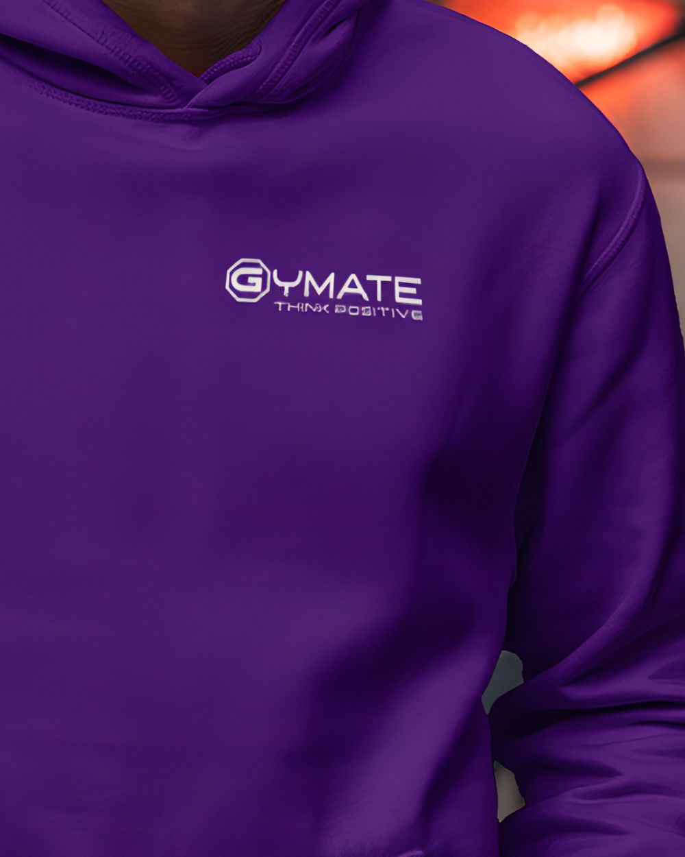 Purple Stylish mens hoodies close up chest