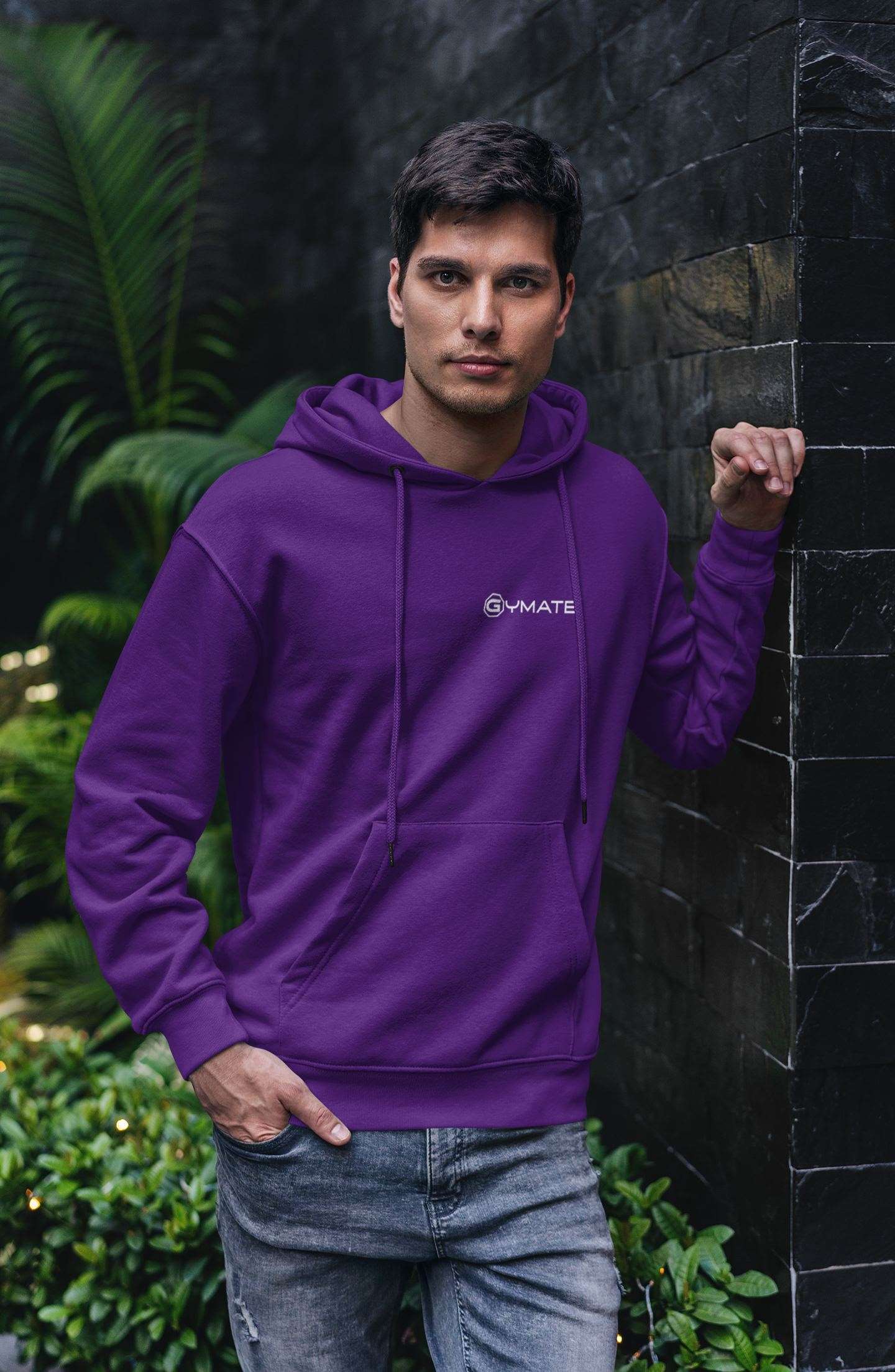 Mens Hoodies Designer Gymate logo [chest] | Athleisure or Activewear purple