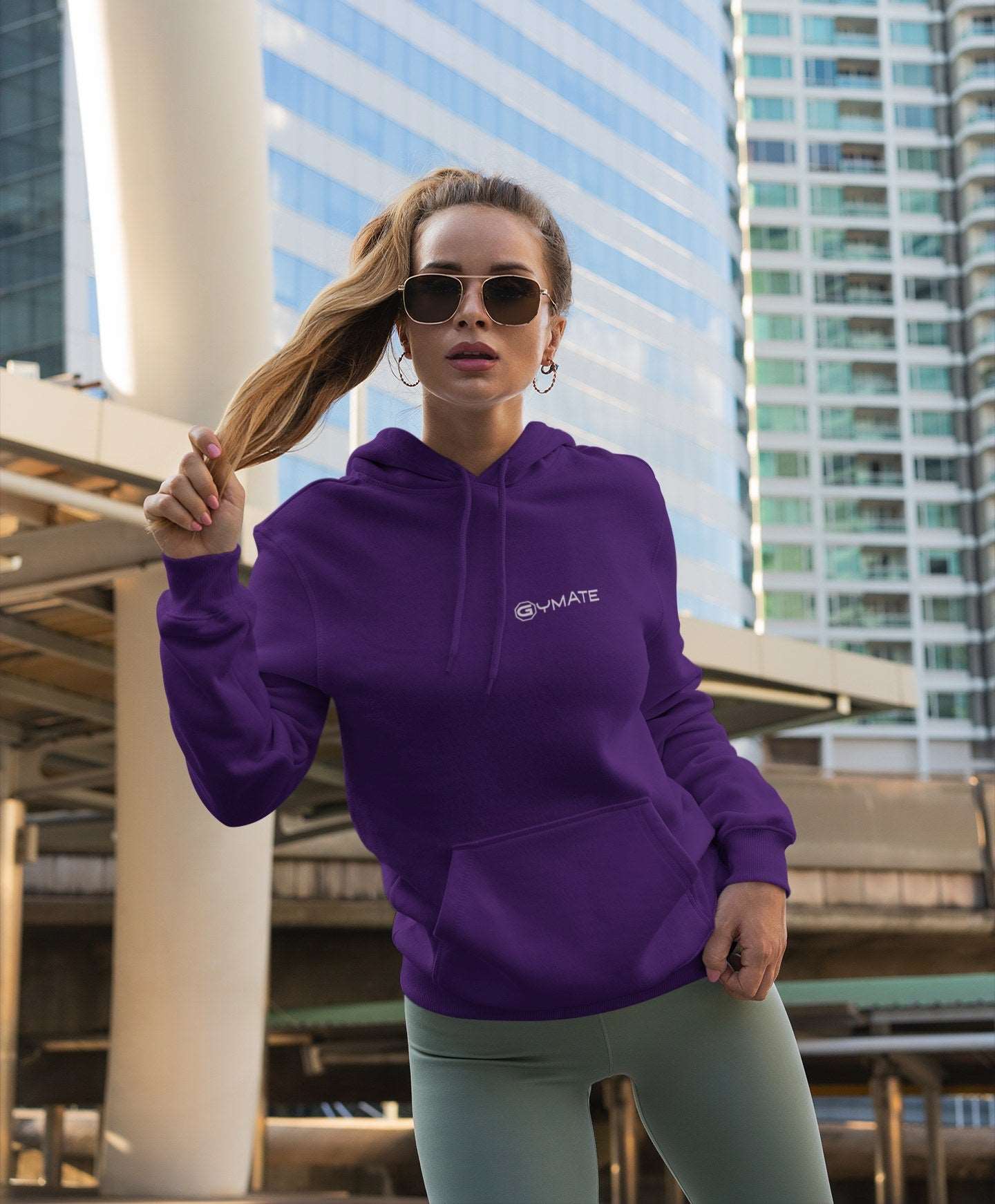 Women's Designer Hoodies Gymate [chest] purple