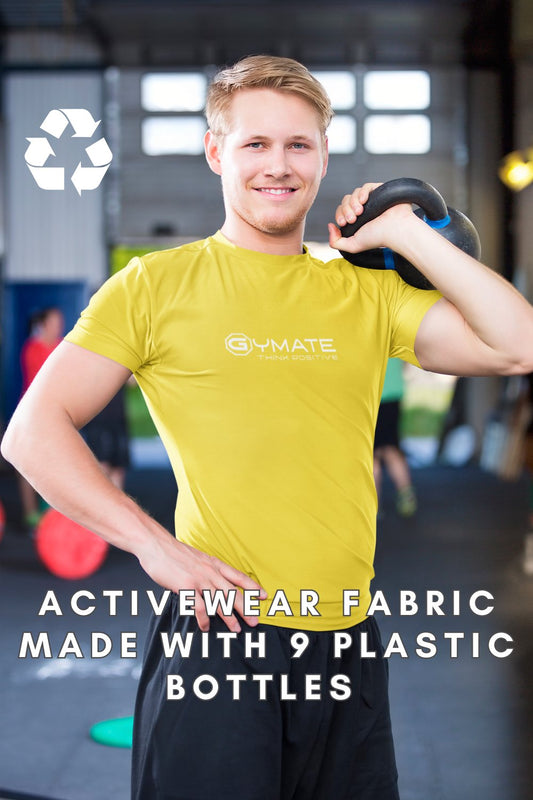 Activewear Recycled T shirts From Plastic Bottles sun yellow mens t shirt ad