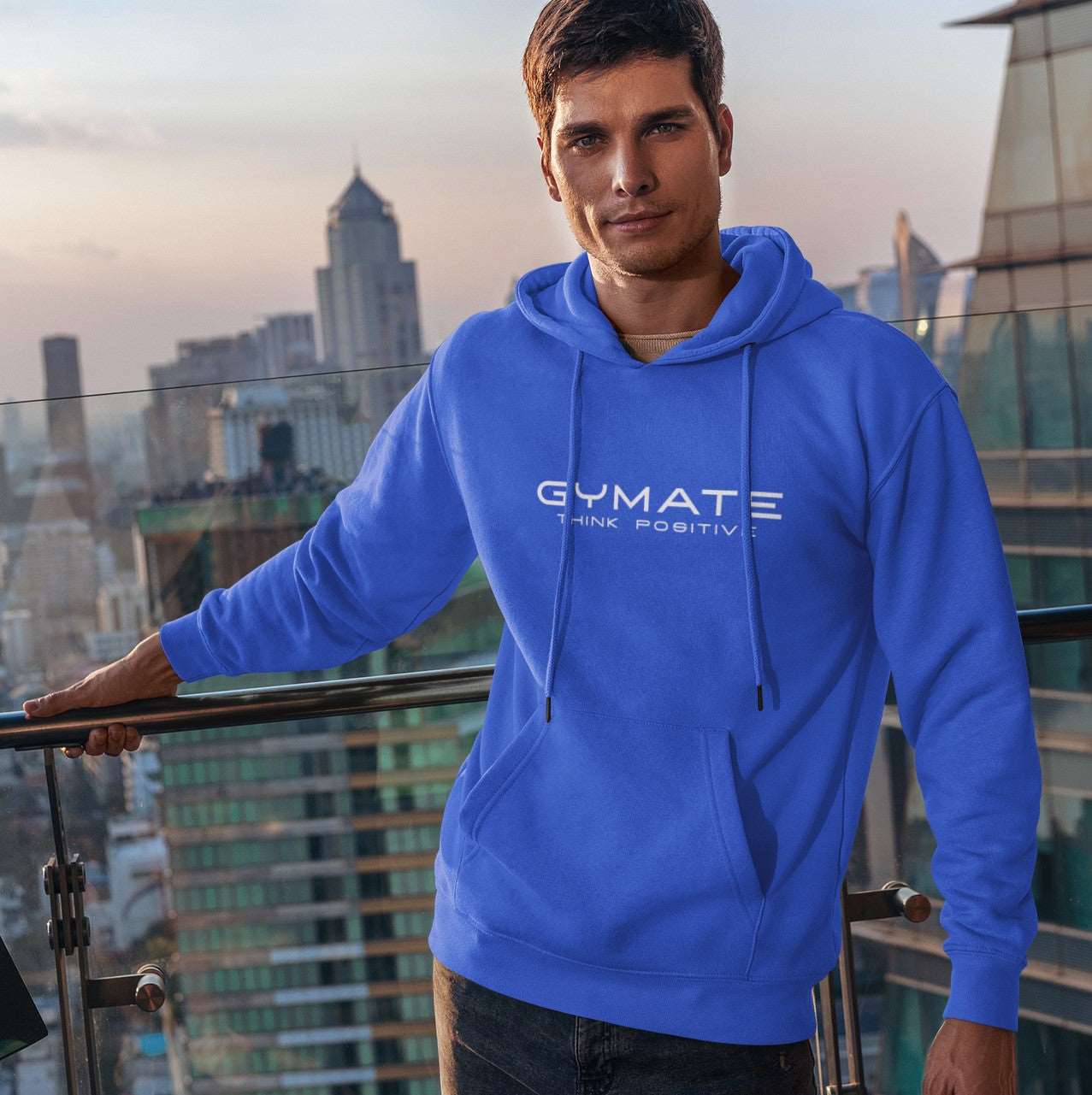 Mens Hoodies Designer Gymate Original Think Positive [ctr/lge] royal blue