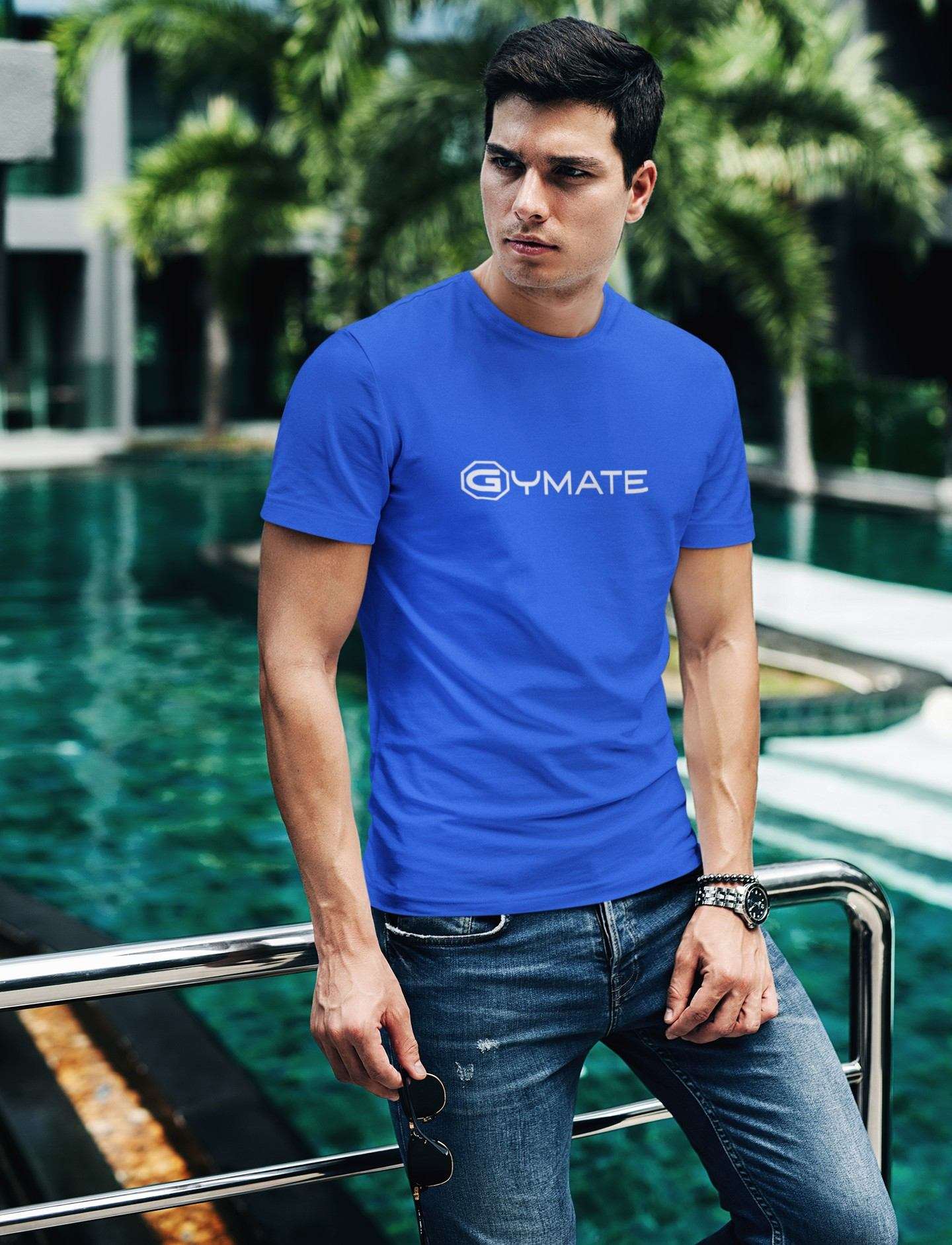 Designer mens T shirts Gymate royal blue