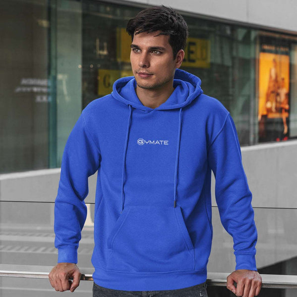 Mens Blue Hoodies Designer Gymate sml logo [ctr] Athleisure Activewear