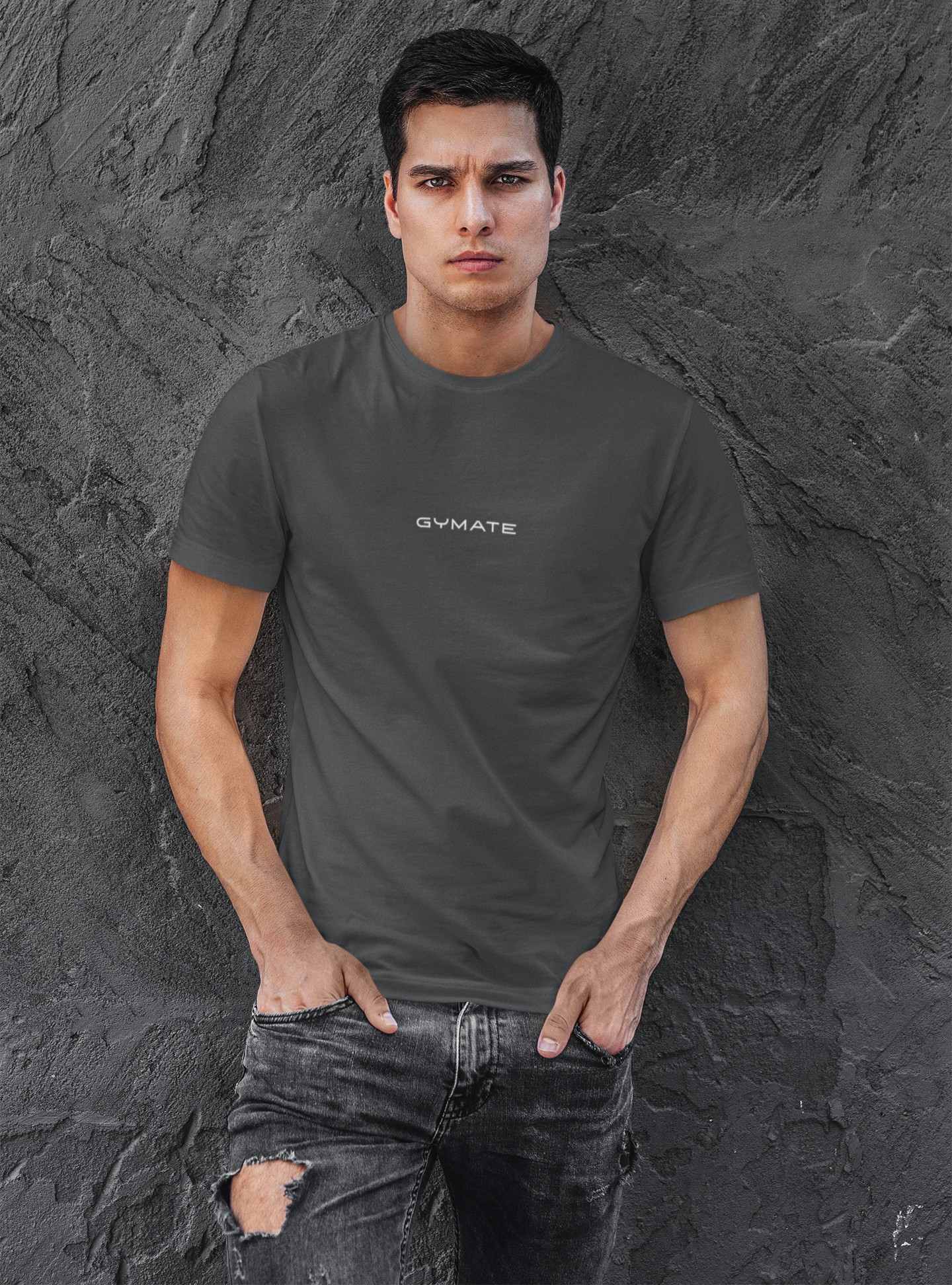 Designer mens T shirts Original Gymate sml/ctr dark grey