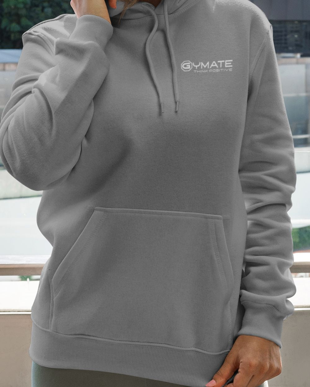 light grey womens Hoodies Designer close up front