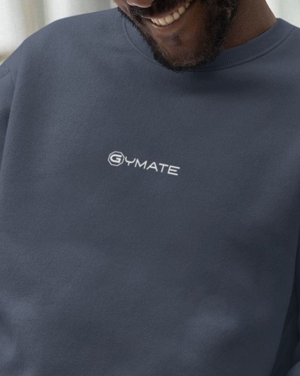 airforce blue Mens Designer Sweatshirts close up logo