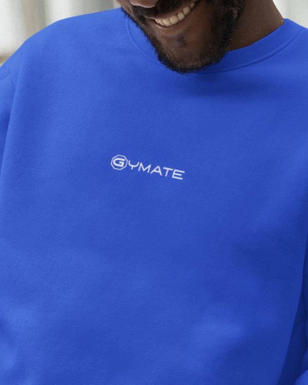 royal blue Mens Designer Sweatshirts close up logo